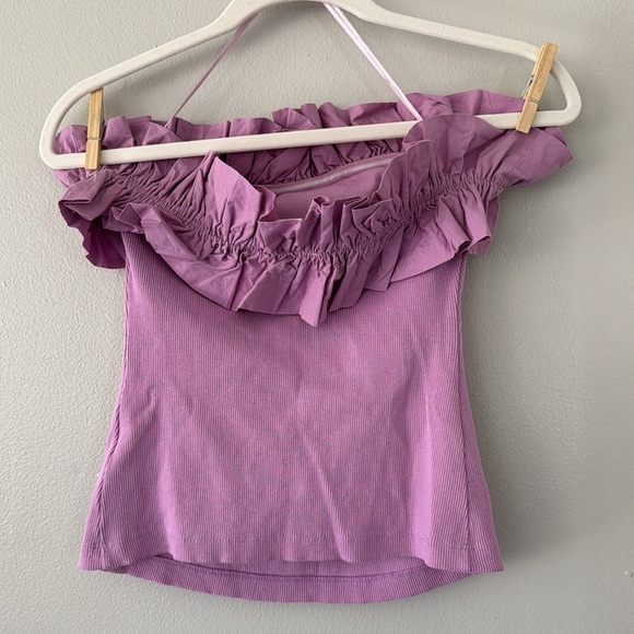 Anthropologie x Maeve Poplin Ruffle Tube Top - Lilac - Picture 3 of 6